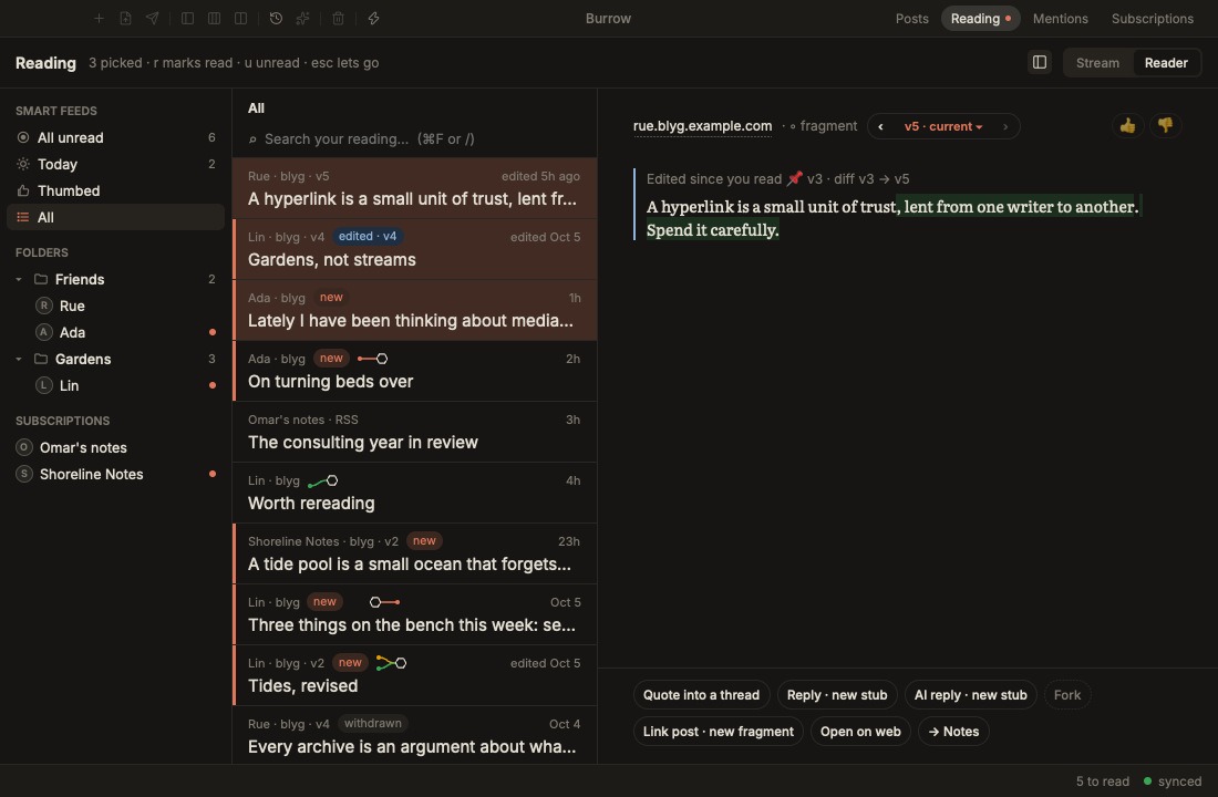Picking posts in the Reader
