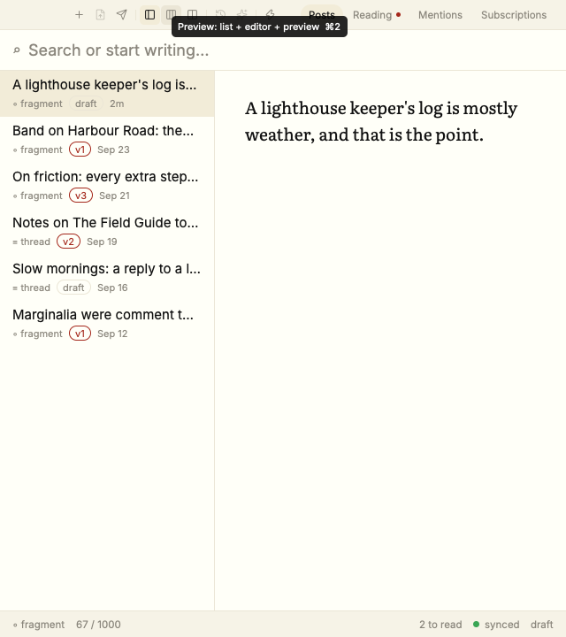 The toolbar in a narrow window